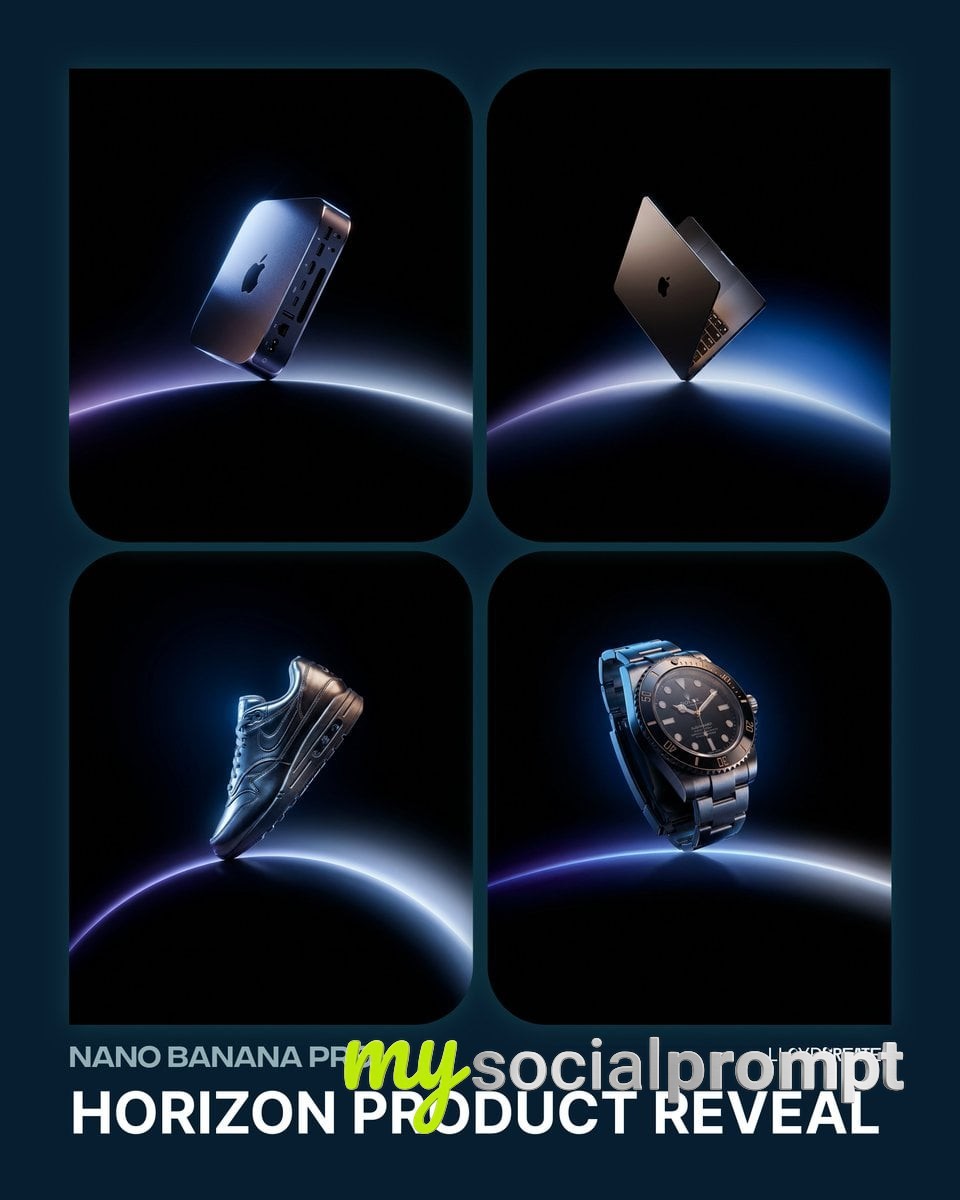 nanobanana prompt: Cinematic Mac Mini Product Photography with Horizon Arc