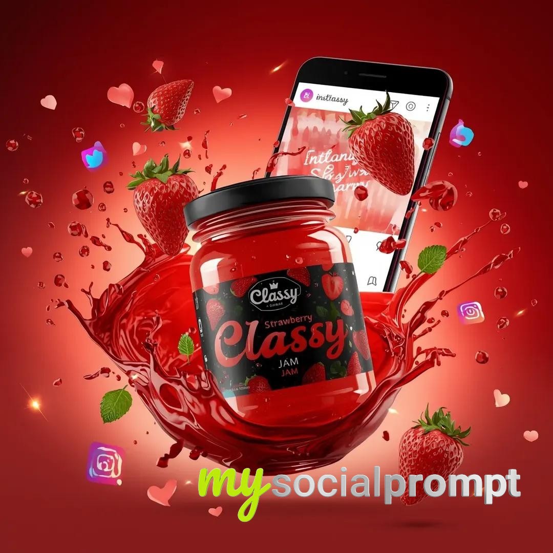 nanobanana prompt: Dynamic Strawberry Jam Jar in Dramatic Splashes 2