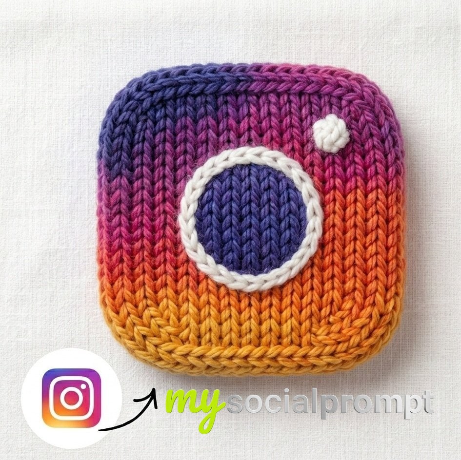 nanobanana prompt: Knitted Instagram Logo, Handcrafted Textile Design, Macro Product Photography - AI Prompt Image 3