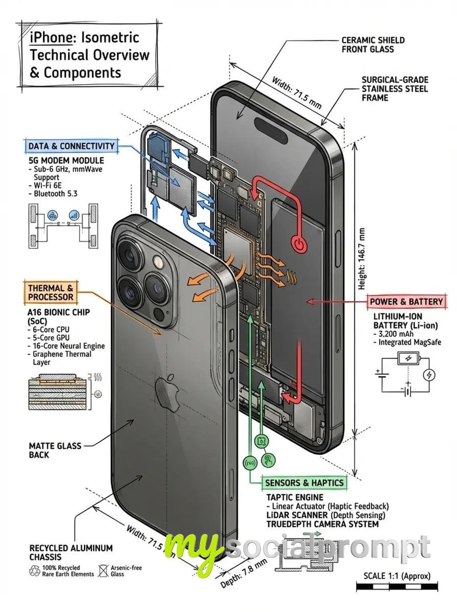 nanobanana prompt: Isometric Technical Infographic: Engineer-Style Teardown Render with Annotated Blueprint