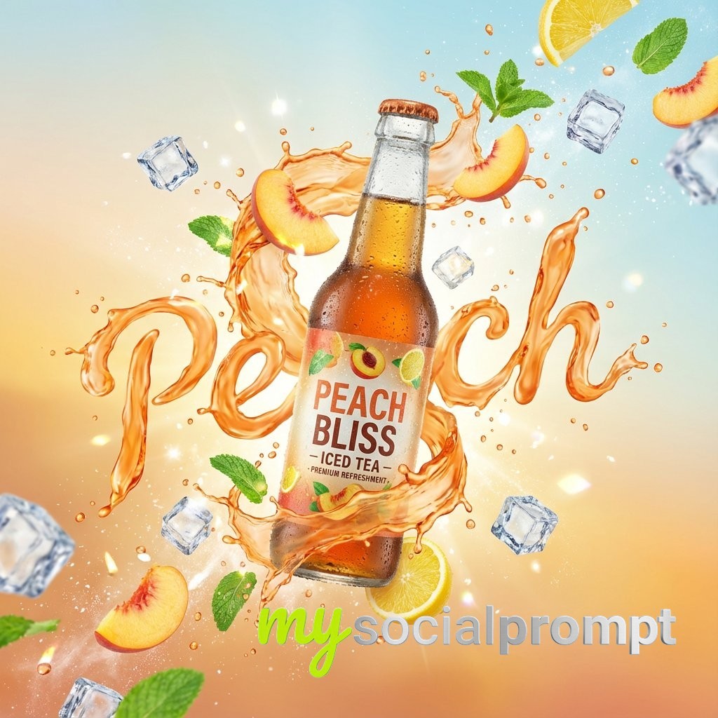 nanobanana prompt: Liquid Typography & Splash Advertising Visual for Premium Drinks 3