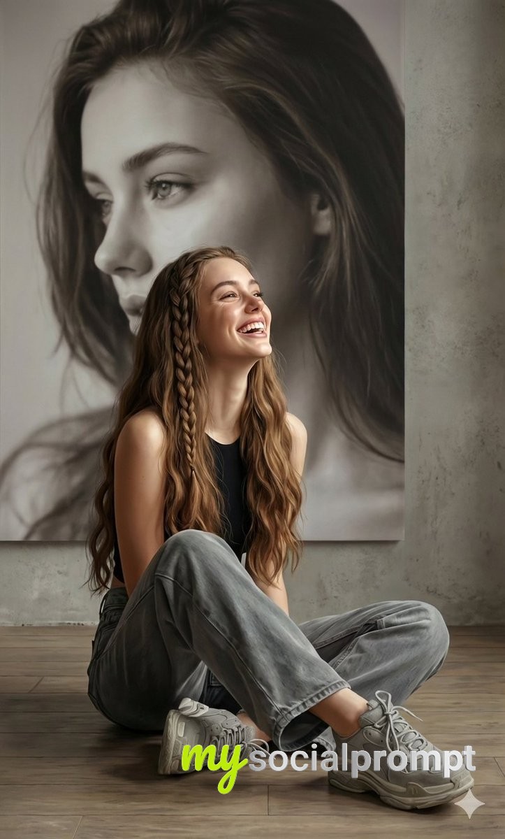 nanobanana prompt: Hyperrealistic Monochrome Portrait with Dual Perspective