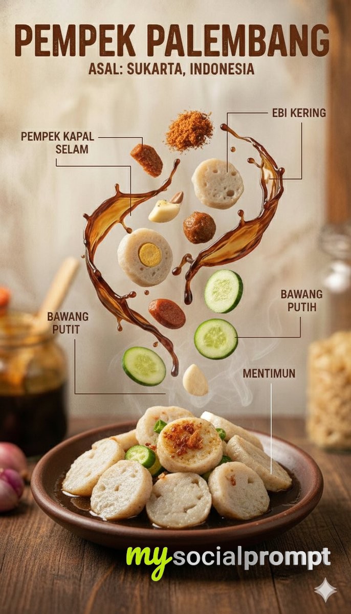 nanobanana prompt: Ultra-Realistic Indonesian Culinary Infographic with Cinematic Lighting 3