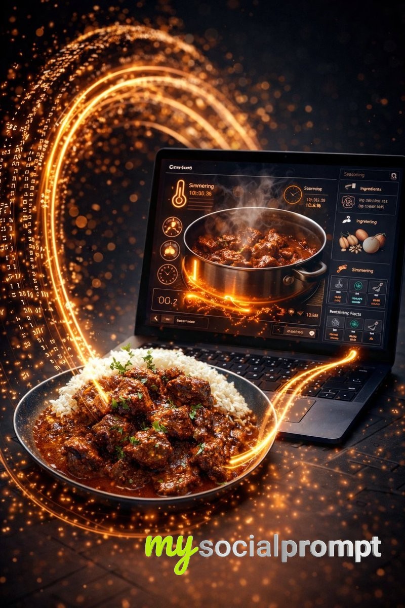 nanobanana prompt: Futuristic Culinary Tech Visualization with Cinematic Lighting