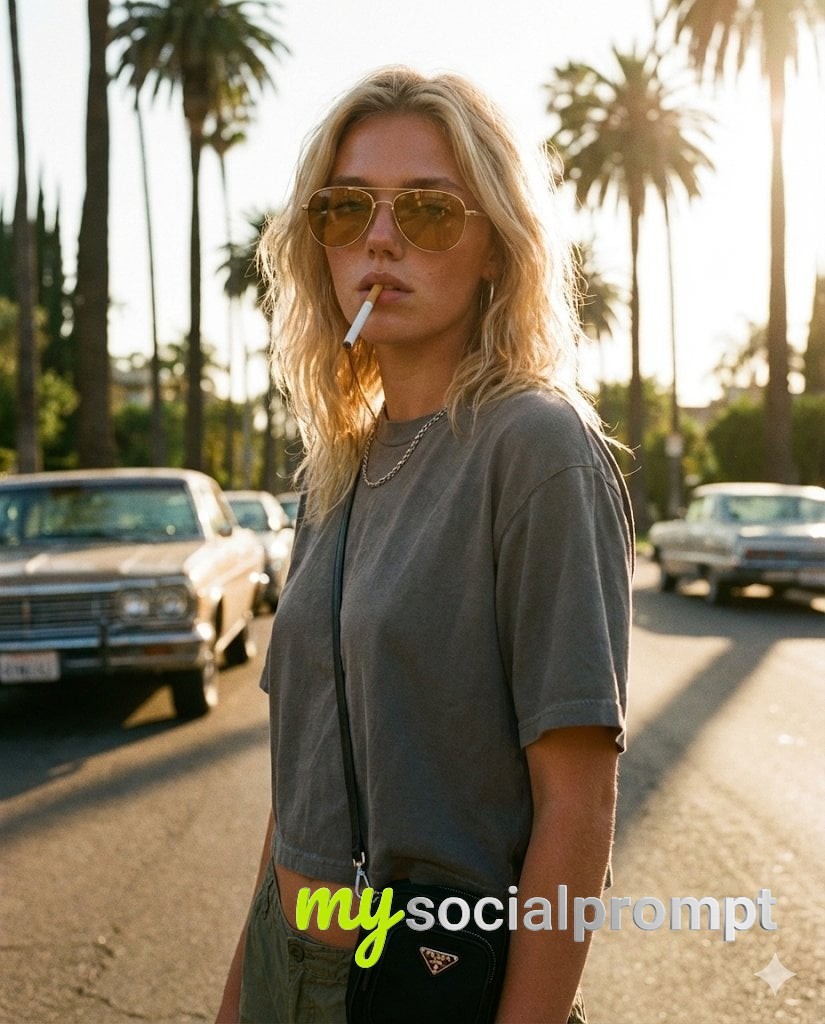 nanobanana prompt: Vintage Hollywood Rebel – Hyper-Realistic Masculine Portrait in Golden Hour 3