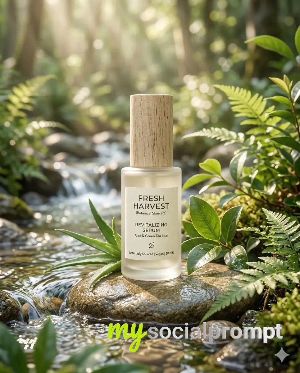nanobanana prompt: Minimalist Skincare Bottle in Nature, Soft Pastel High-End Photography