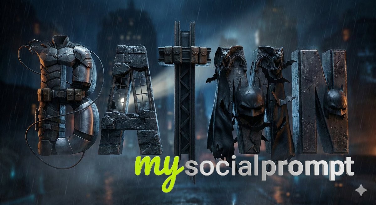 nanobanana prompt: Cinematic Typography with Narrative-Driven 3D Letter Sculpting - AI Prompt Image 3