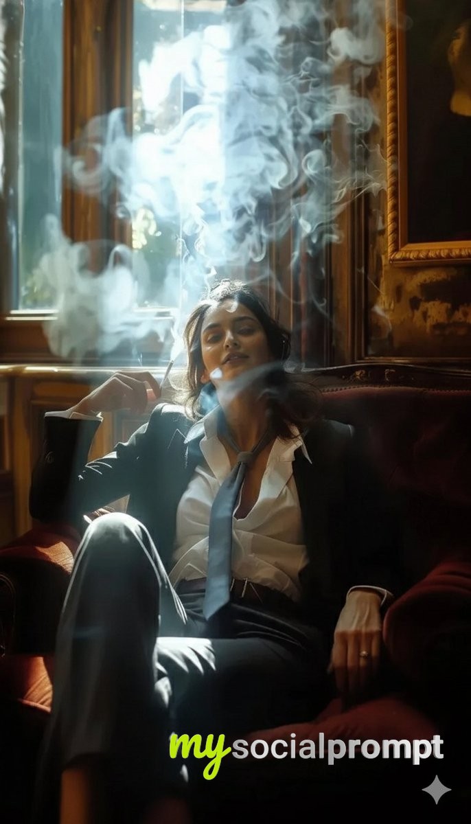 nanobanana prompt: Cinematic Portrait with Chiaroscuro Lighting & Volumistic Smoke