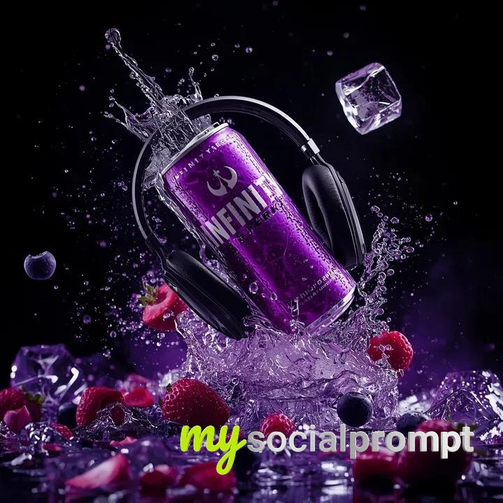 nanobanana prompt: Cinematic Product Photography – Floating Energy Drink with Headphones