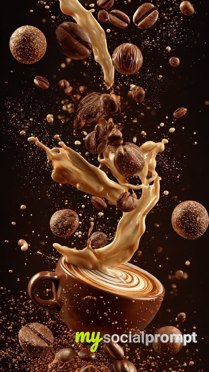 nanobanana prompt: Cinematic Coffee Splash Photography – Hyper-Realistic Macro Composition