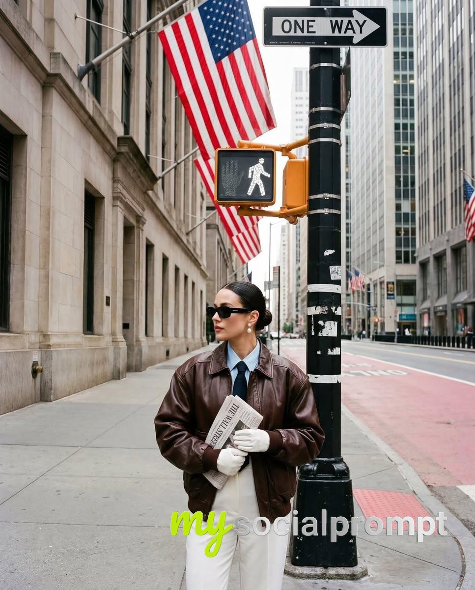 nanobanana prompt: Editorial Street Fashion with Cinematic Lighting in NYC 2