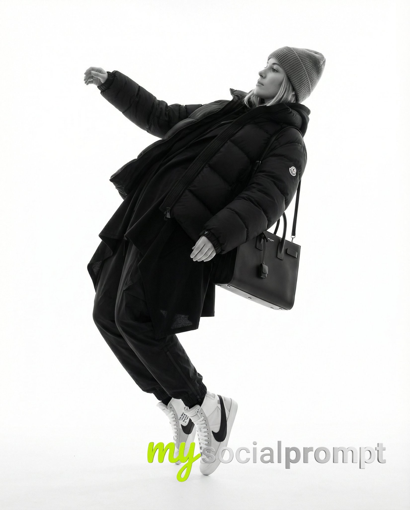 nanobanana prompt: Cinematic Luxury Hypebeast Editorial in Monochrome 2