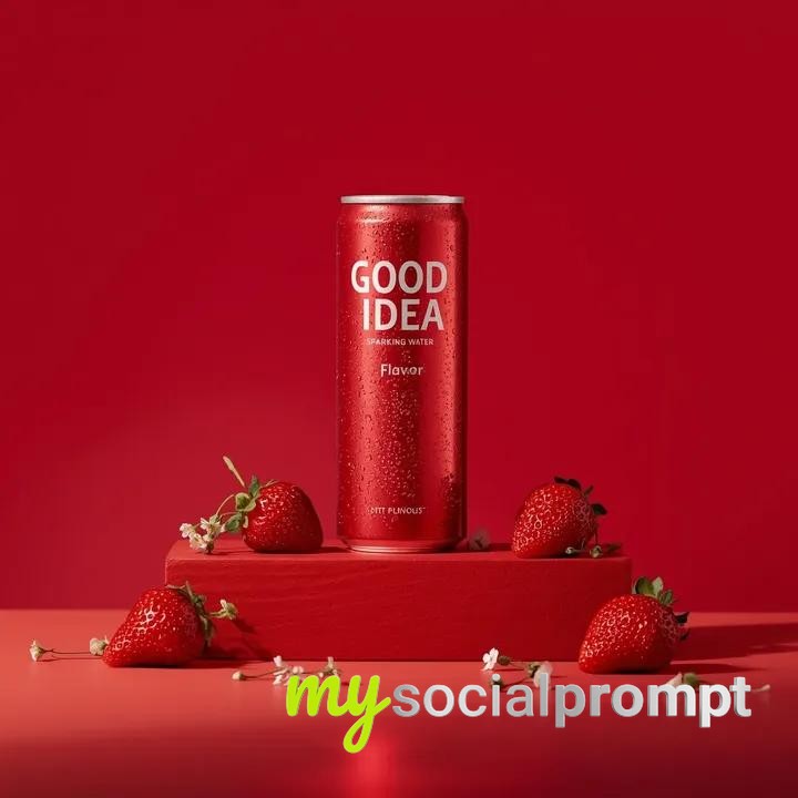 nanobanana prompt: Cinematic Studio Product Photography of Red Sparkling Water Can 3