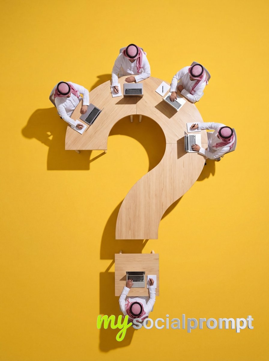 nanobanana prompt: Cinematic Flat Lay of Custom-Shaped Conference Table with Professionals 2