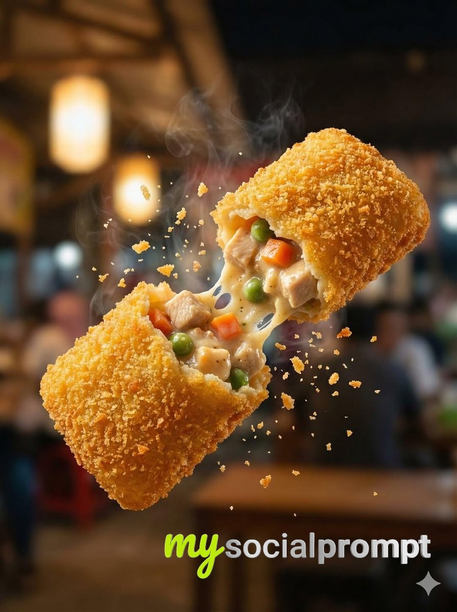 nanobanana prompt: Macro Food Photography of Crispy Martabak Telur 2