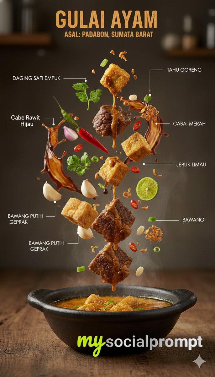 nanobanana prompt: Ultra-Realistic Indonesian Culinary Infographic with Cinematic Lighting