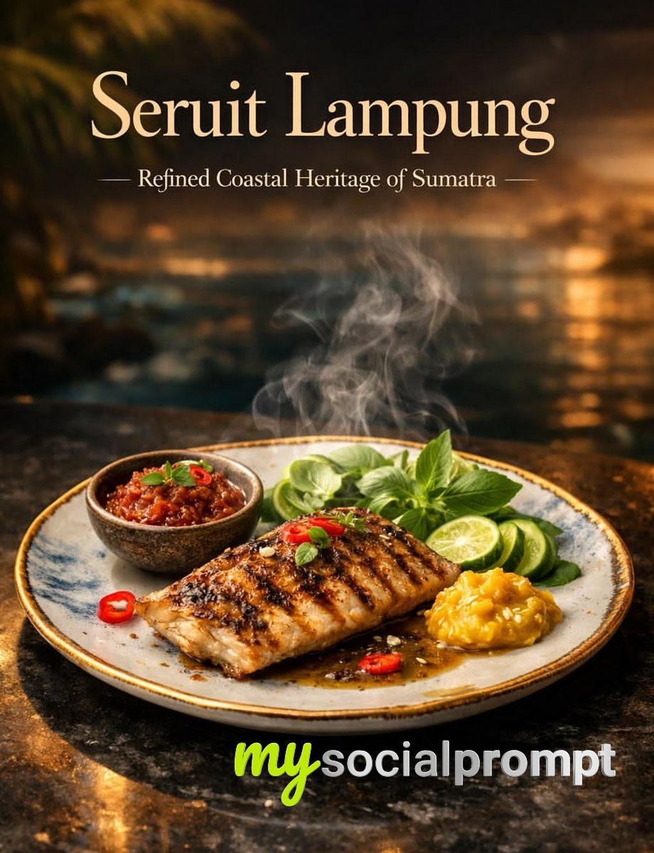 nanobanana prompt: Cinematic Indonesian Seruit Lampung Food Photography with Golden-Hour Lighting