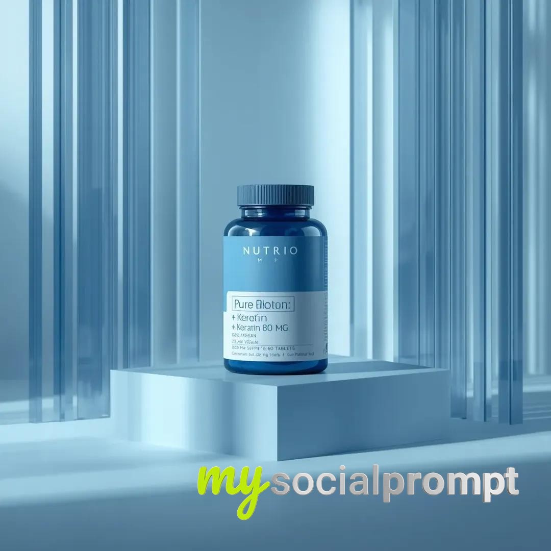 nanobanana prompt: Minimalist Product Photography of NUTRIO Pure Biotin Supplement with Acrylic Reflections