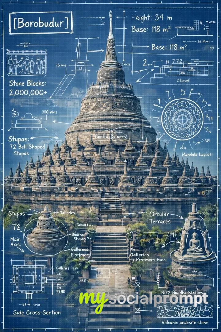 nanobanana prompt: Architectural Blueprint Infographic of [LANDMARK]