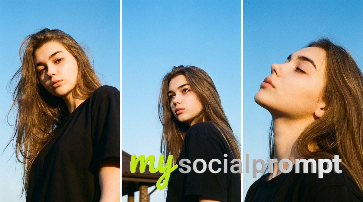 nanobanana prompt: Analog Triptych Portrait with Cinematic Lighting
