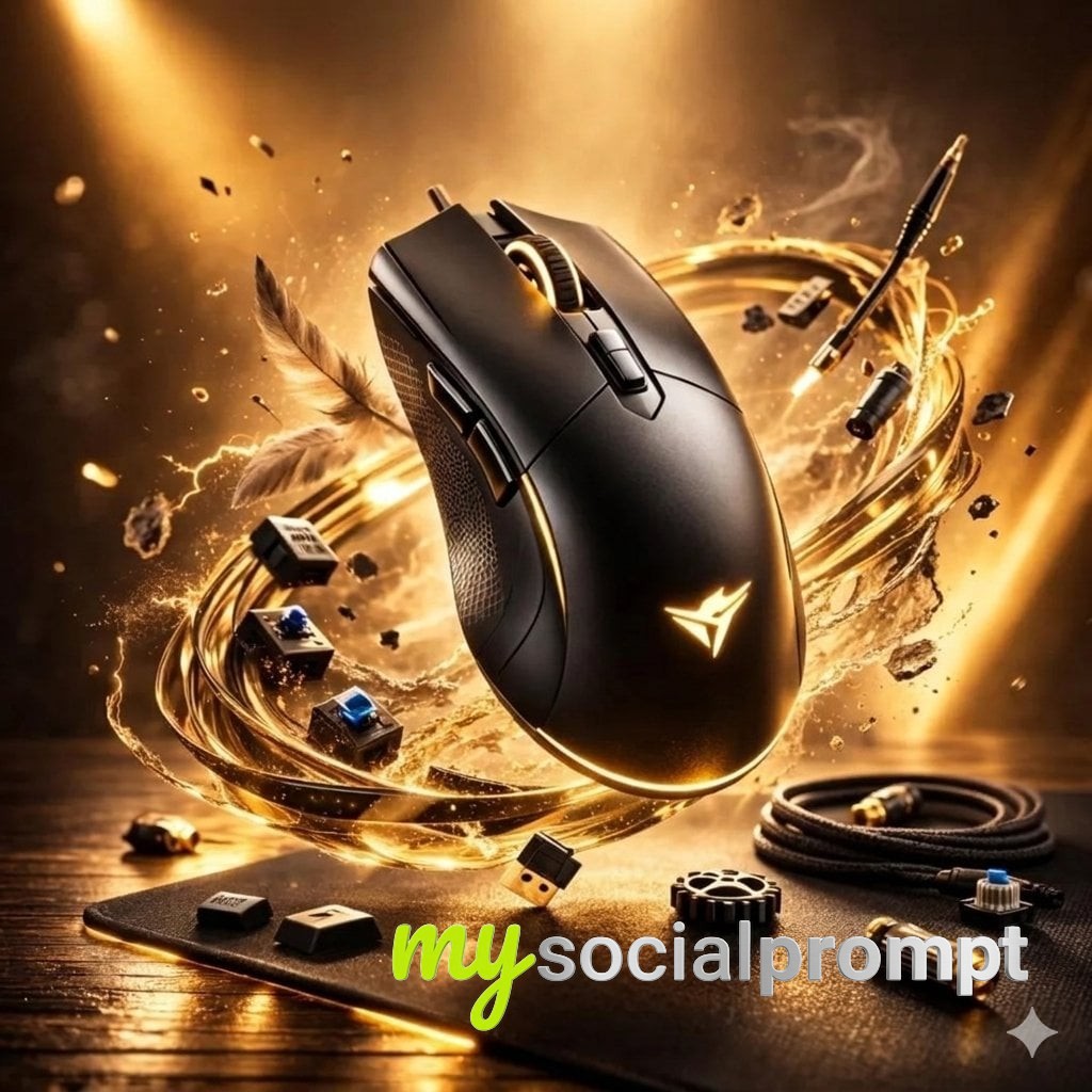 nanobanana prompt: Hyper-realistic Gaming Mouse with Cinematic Energy Rings