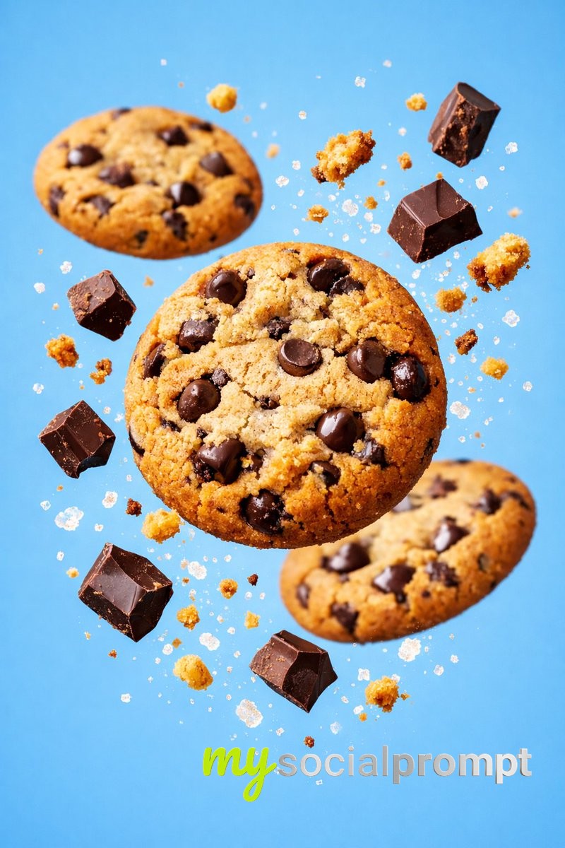 nanobanana prompt: Hyper-Realistic Chocolate Chip Cookie Photography with Studio Lighting 2