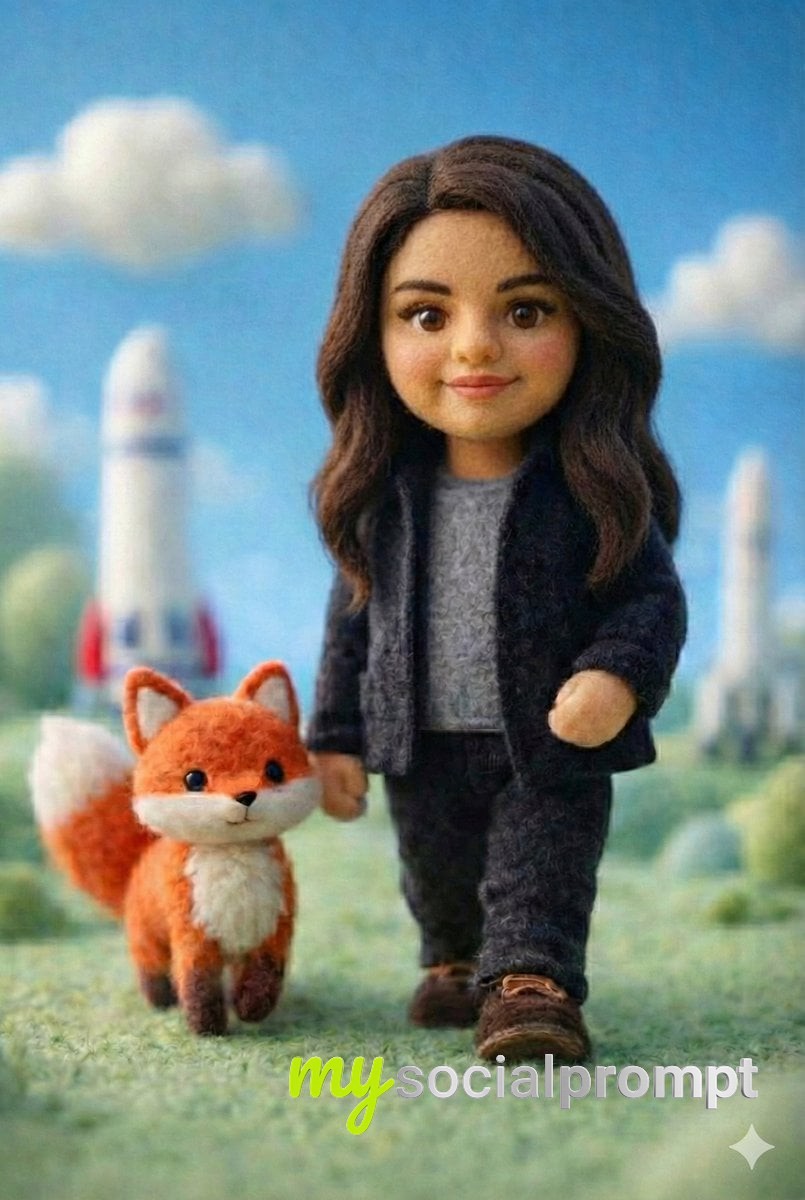 nanobanana prompt: Whimsical Felt Miniature with Wool Doll in Cozy Cinematic Scene 2