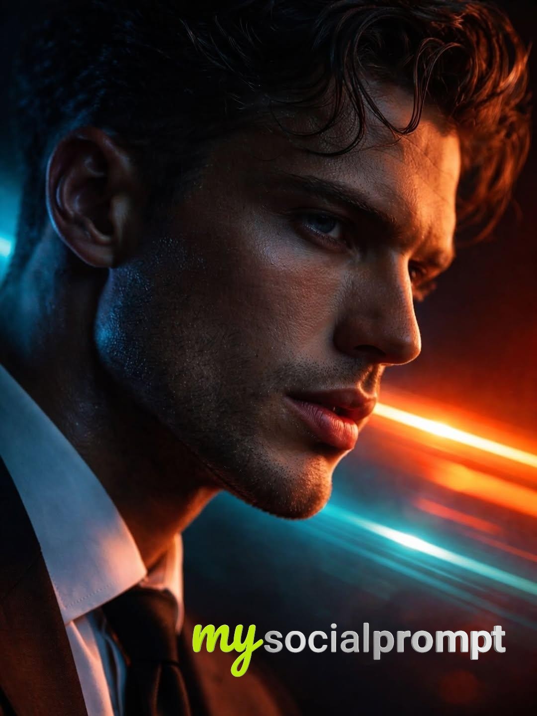 nanobanana prompt: Hyper-realistic Noir Portrait with Cinematic Neon Lighting