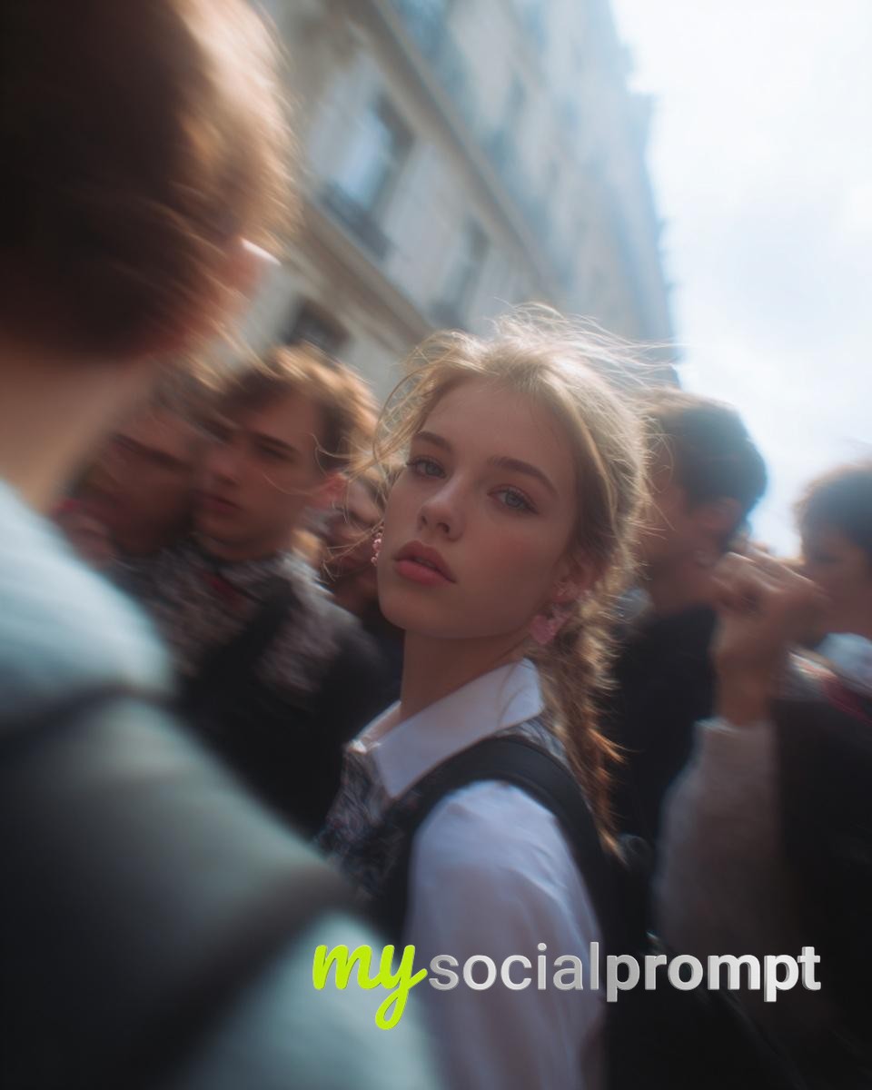 nanobanana prompt: Paparazzi-Style Cinematic Portrait with Harsh Flash Lighting 2