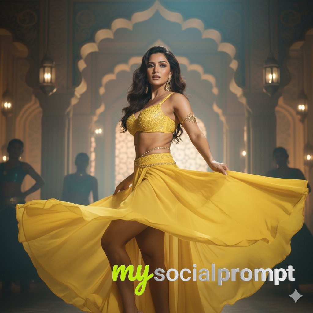 nanobanana prompt: Bollywood Glamour Portrait in Cinematic Golden Hour Lighting - AI Prompt Image 2