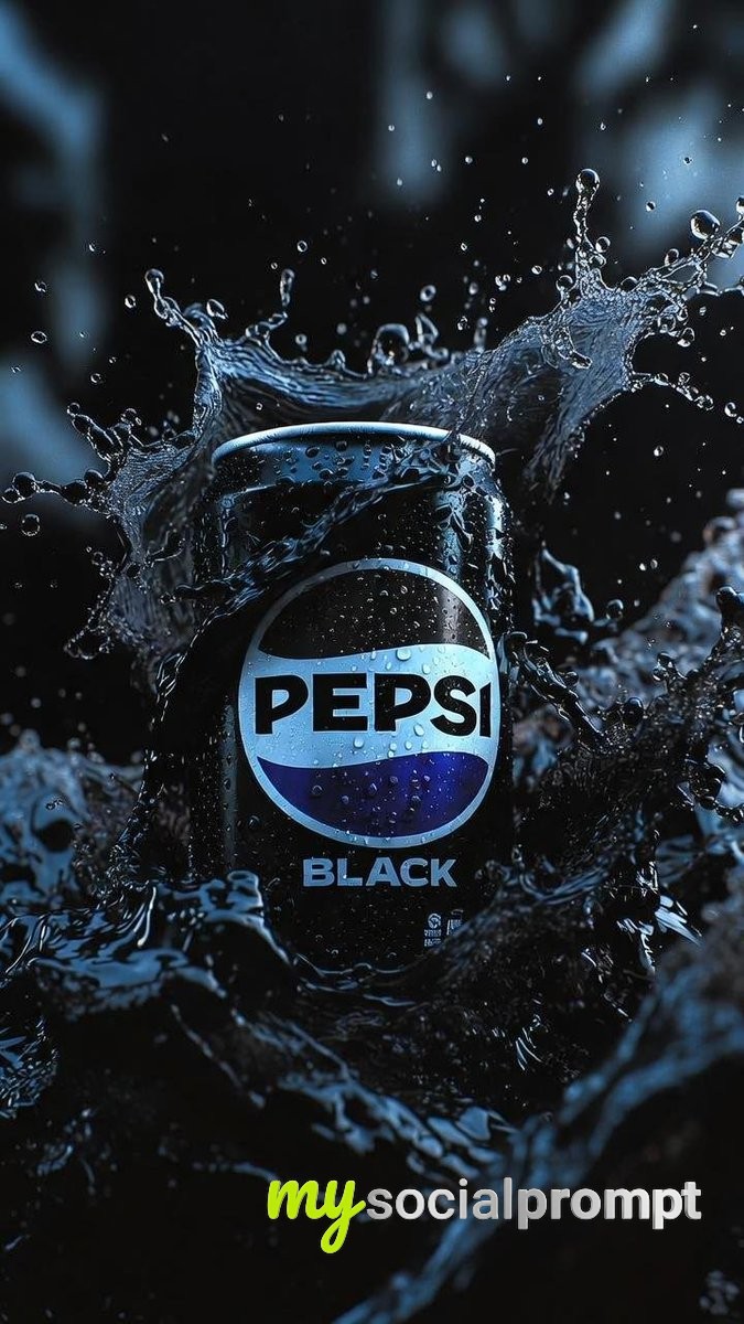 nanobanana prompt: Hyper-realistic Pepsi Black Cinematic Product Photography - AI Prompt Image 2
