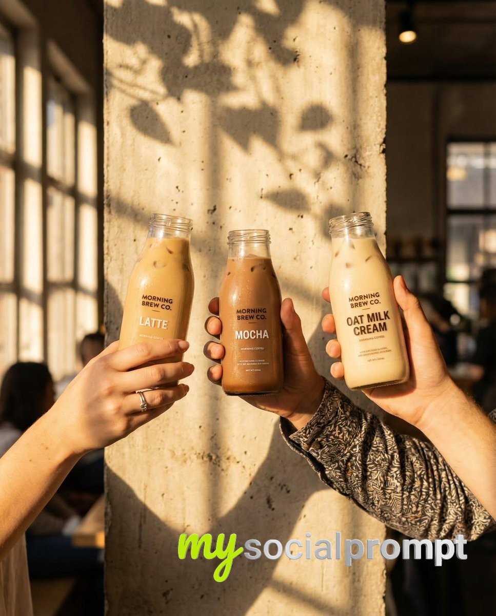 nanobanana prompt: Cinematic Beverage Product Photography: 4 Seasons of Hand-Held Drink Ads 3