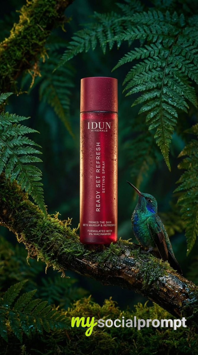 nanobanana prompt: IDUN MINERALS Eco-Luxury Product Photography with Cinematic Lighting 4