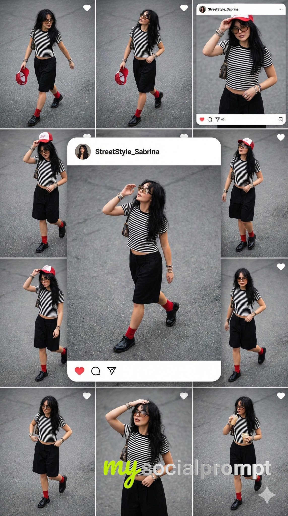 nanobanana prompt: Urban Street Photography Grid with Top-Down Perspective