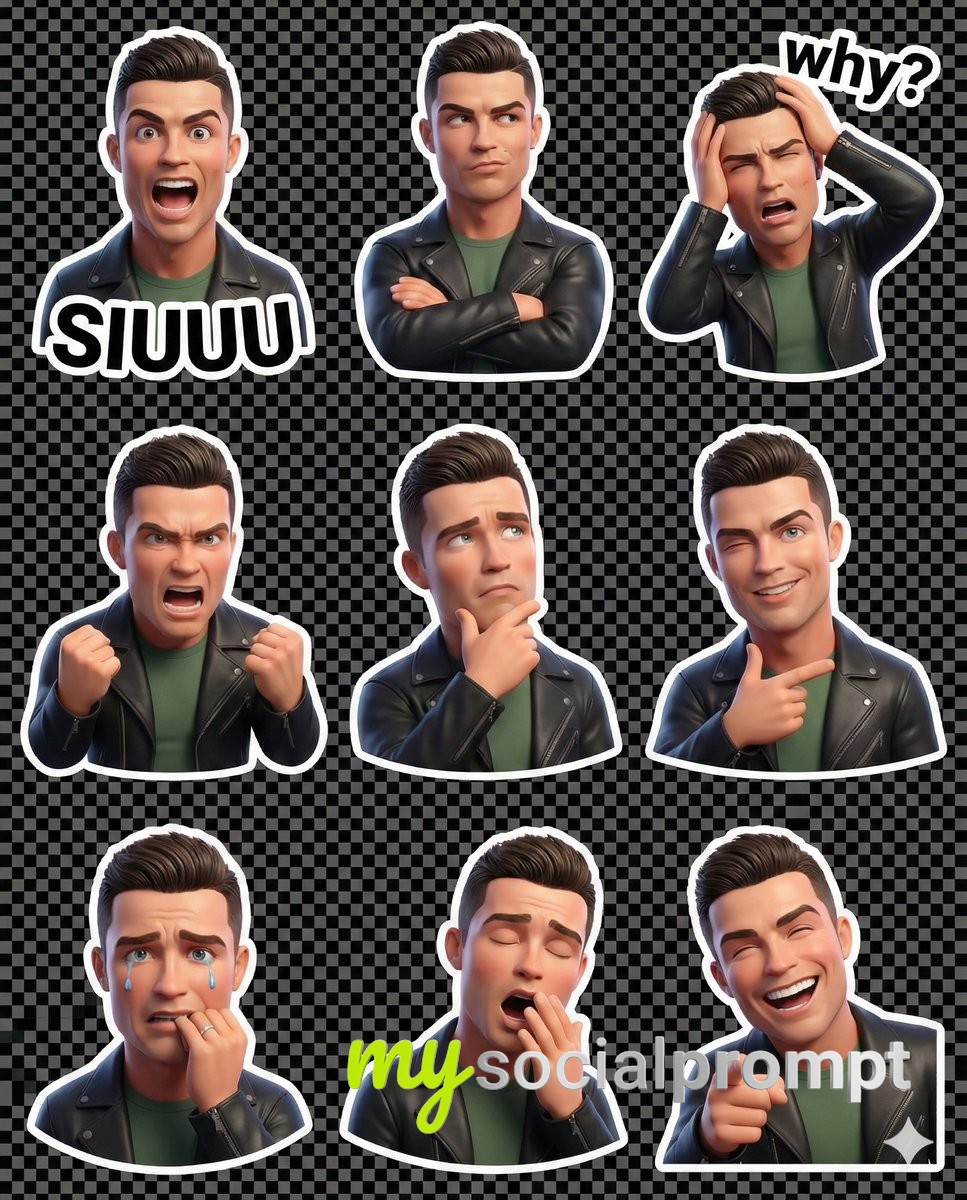 nanobanana prompt: Pixar-Style Michael Jackson Sticker Set with 3x3 Emotion Grid 2