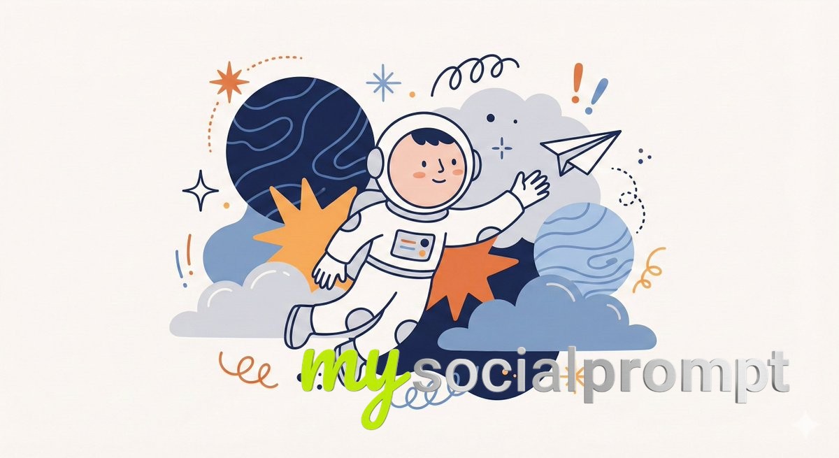 nanobanana prompt: Whimsical Flat Illustration with Abstract Scale & Minimalist Character Design