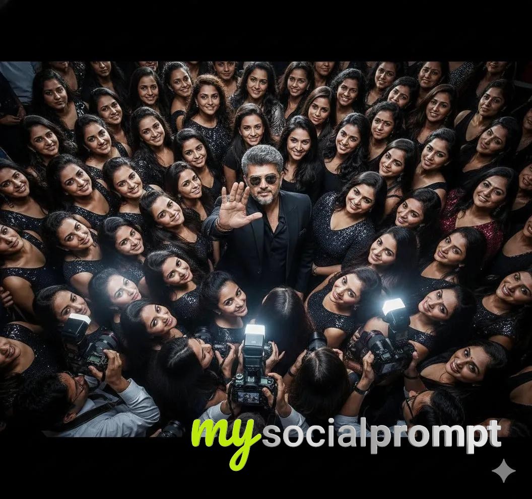 nanobanana prompt: High-Angle Paparazzi Frenzy – Hyper-Realistic Cinematic Portrait