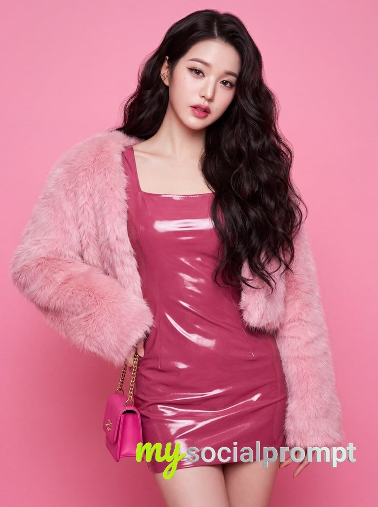 nanobanana prompt: Azulcore Maximalist: High-Fashion Portrait in Glossy Latex and Faux Fur 2