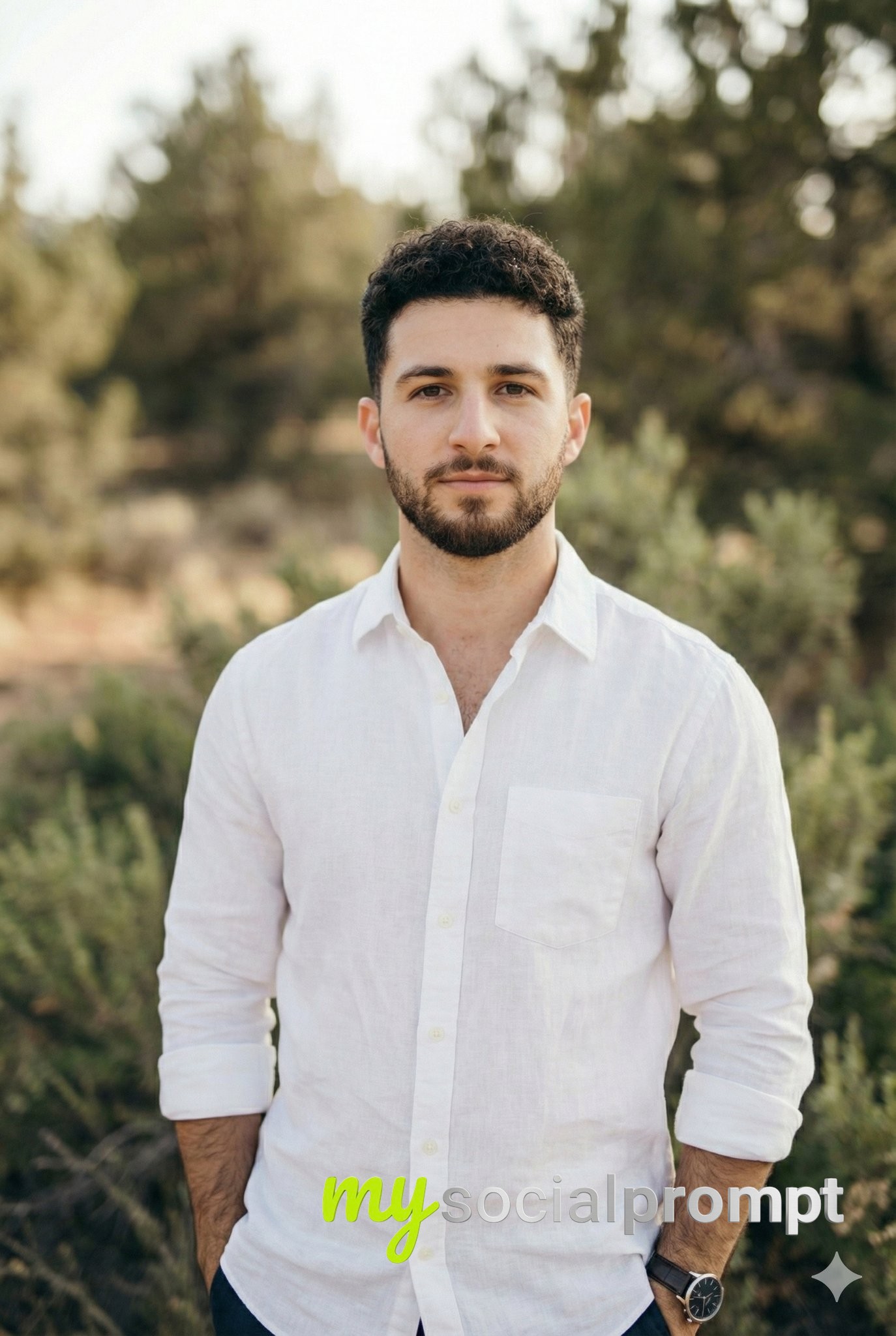 nanobanana prompt: Outdoor Lifestyle Portrait with Natural Daylight and Minimalist Composition