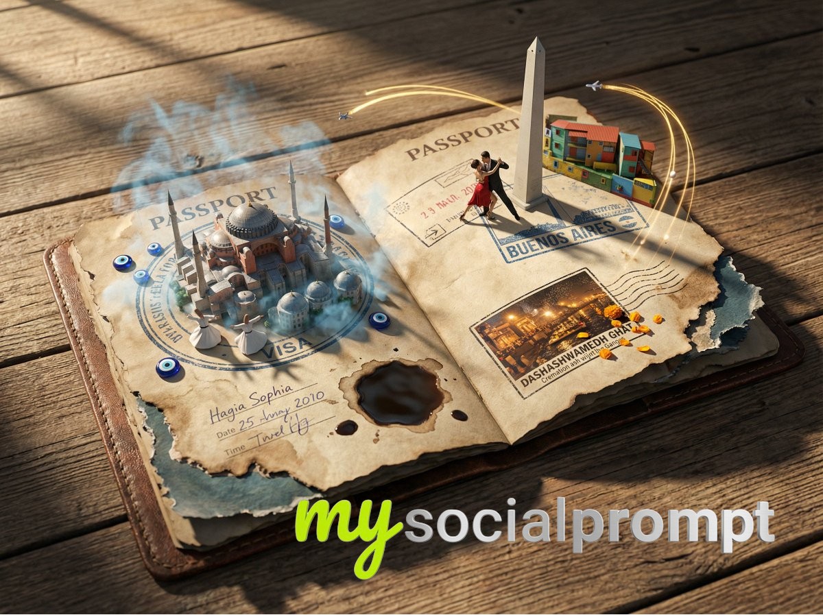 nanobanana prompt: Epic 3D Passport Scene with Cinematic Lighting and Hyper-realism 3