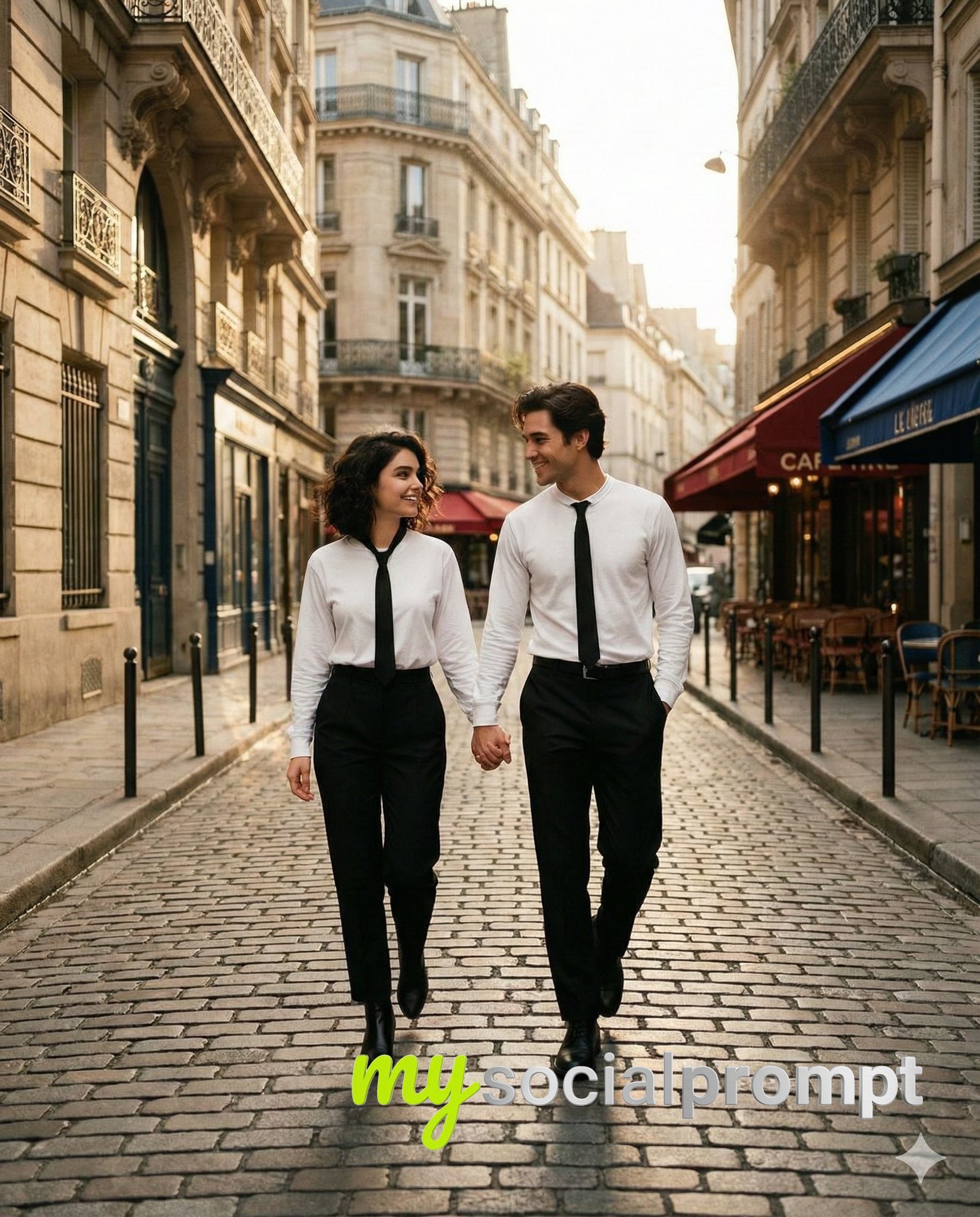 nanobanana prompt: Cinematic Parisian Couple in Editorial Fashion Photography