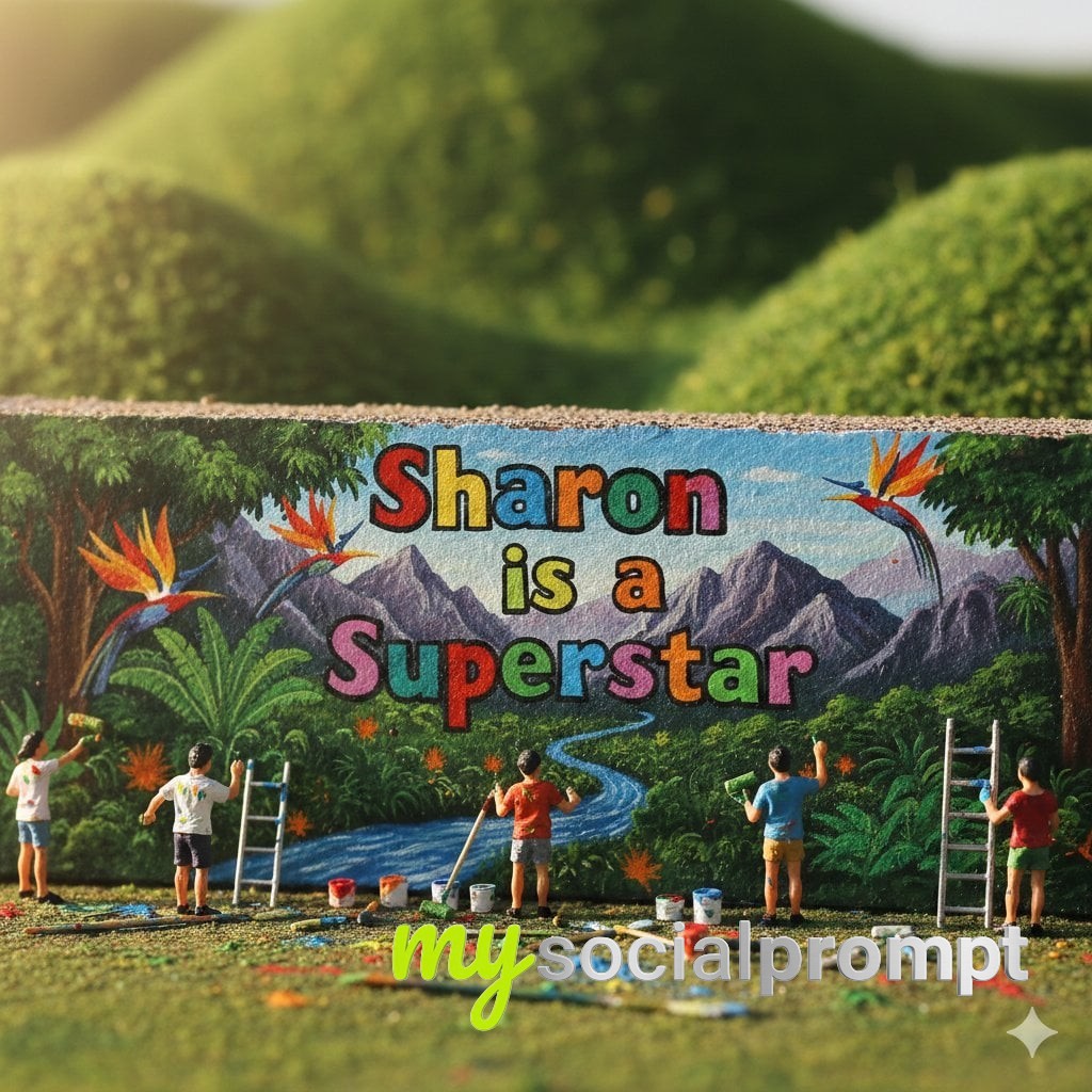 nanobanana prompt: Miniature Diorama of Youth Painting Environmental Mural in Bandung 4