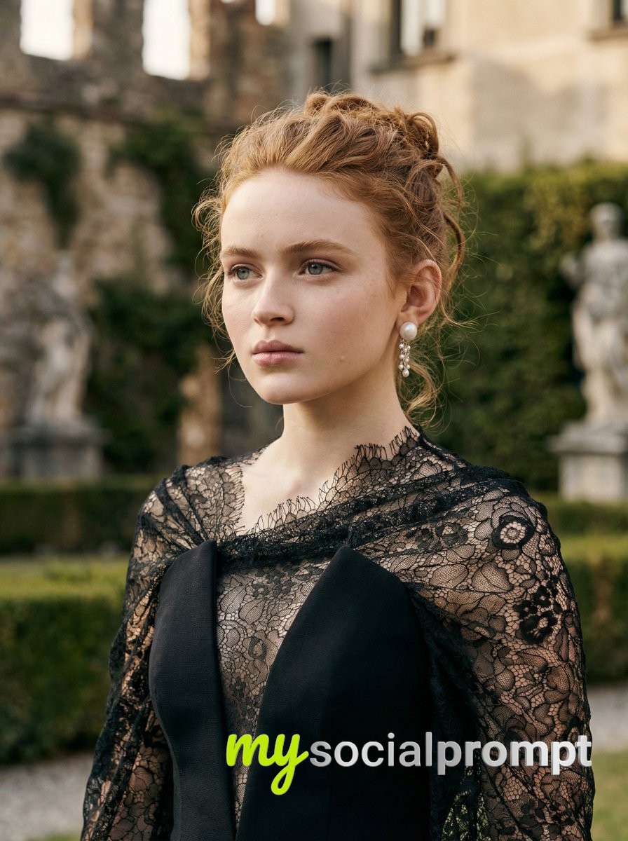 nanobanana prompt: Fine Art Portrait of Sadie Sink in European Aristocracy Style 4