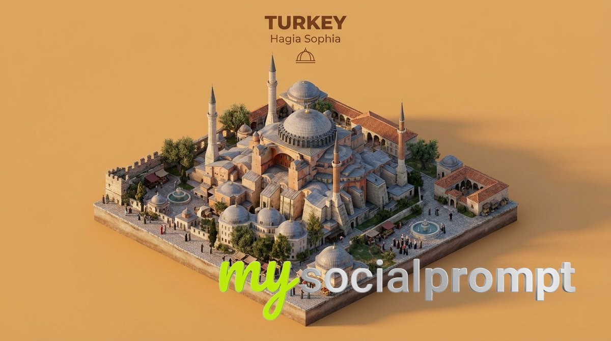 nanobanana prompt: Isometric Diorama of Iconic Architecture with PBR Materials 2