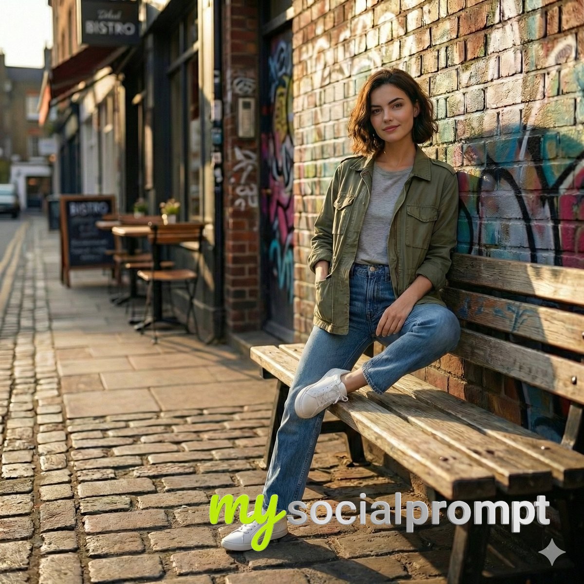 nanobanana prompt: Cinematic Street Portrait with Graffiti Backdrop and Late Afternoon Light 2