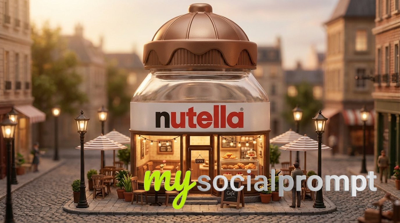 nanobanana prompt: Surreal Miniature Café with Cinematic Lighting & Hyperrealism - AI Prompt Image 2