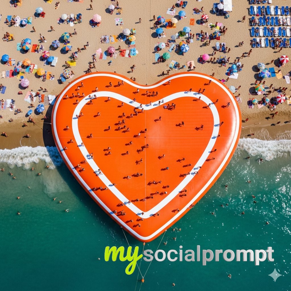 nanobanana prompt: Aerial Hyperrealism of Inflatable WhatsApp Logo in Tropical Setting 4