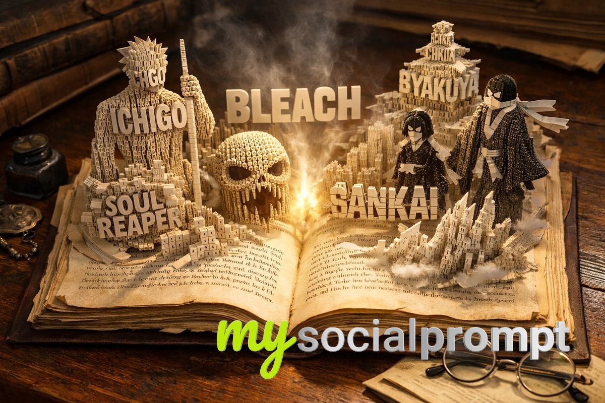 nanobanana prompt: Typographic Sculpture in Literary Genre Visualization 2