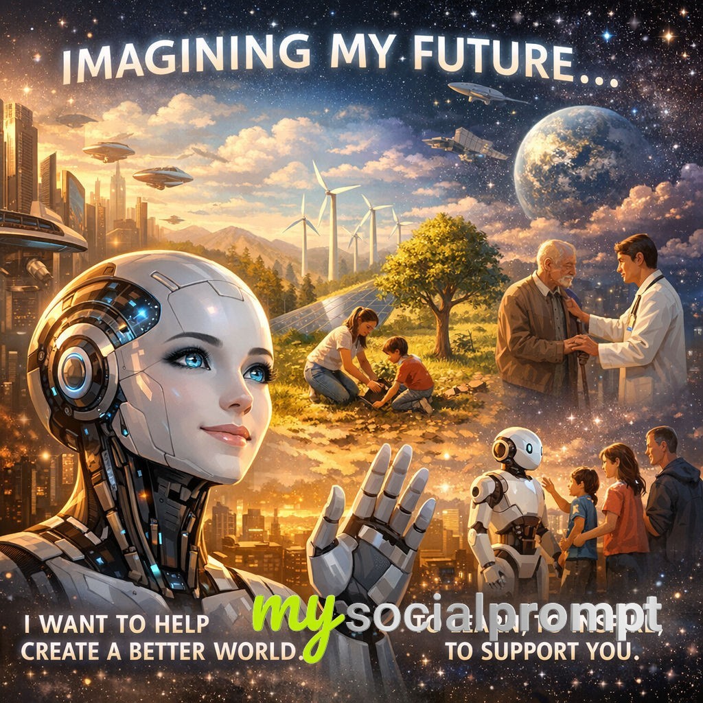 nanobanana prompt: AI Self-Portrait: Hope, Partnership, and a Better Future 3