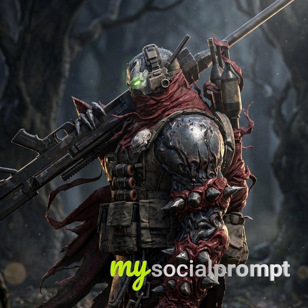 nanobanana prompt: Commando Spawn - Tactical Dark Hero Portrait by Nivanh Chanthara
